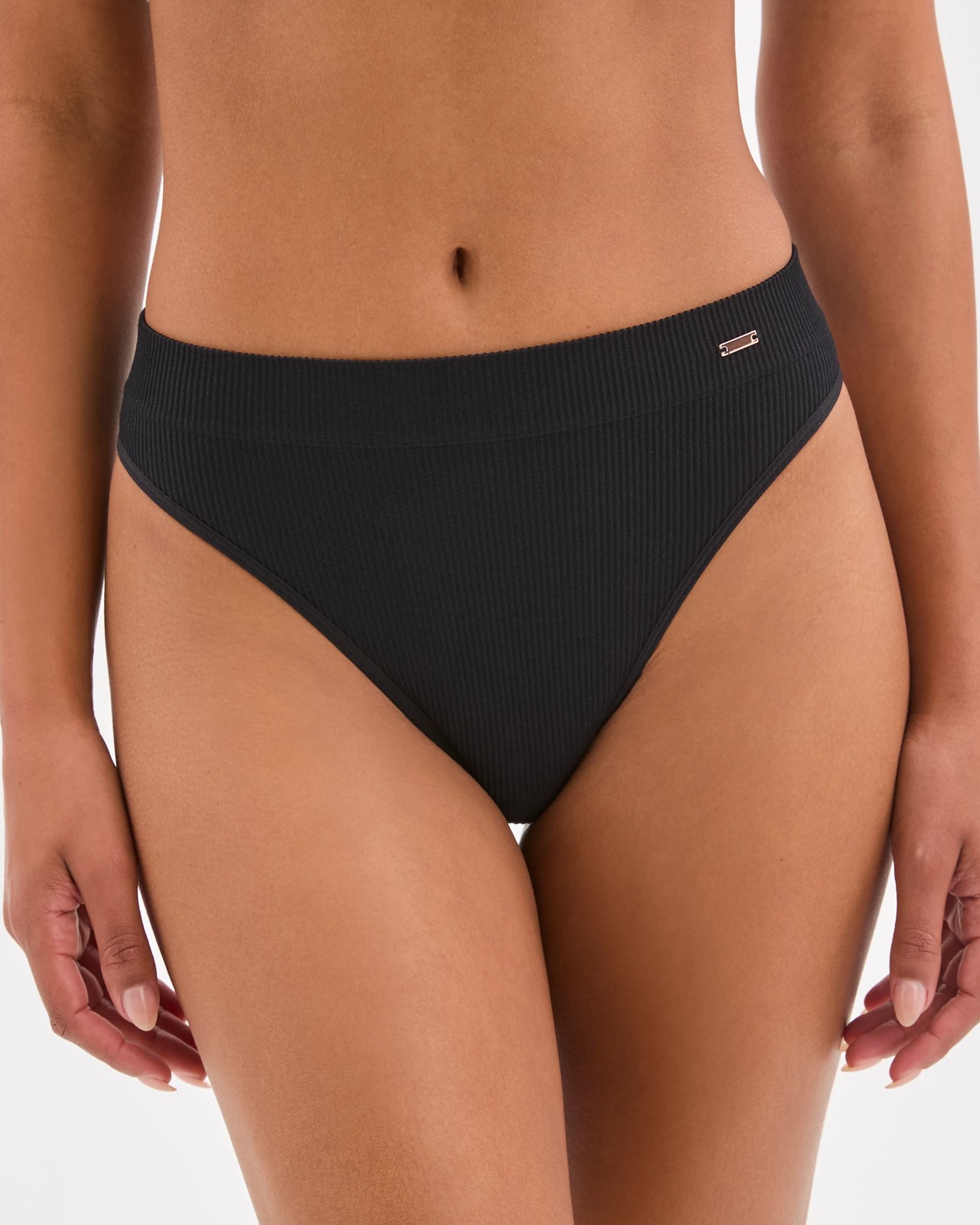 Lily Loves 2 Pack Ribbed Seamfree High Waisted G-String Briefs - Black 3 of 4