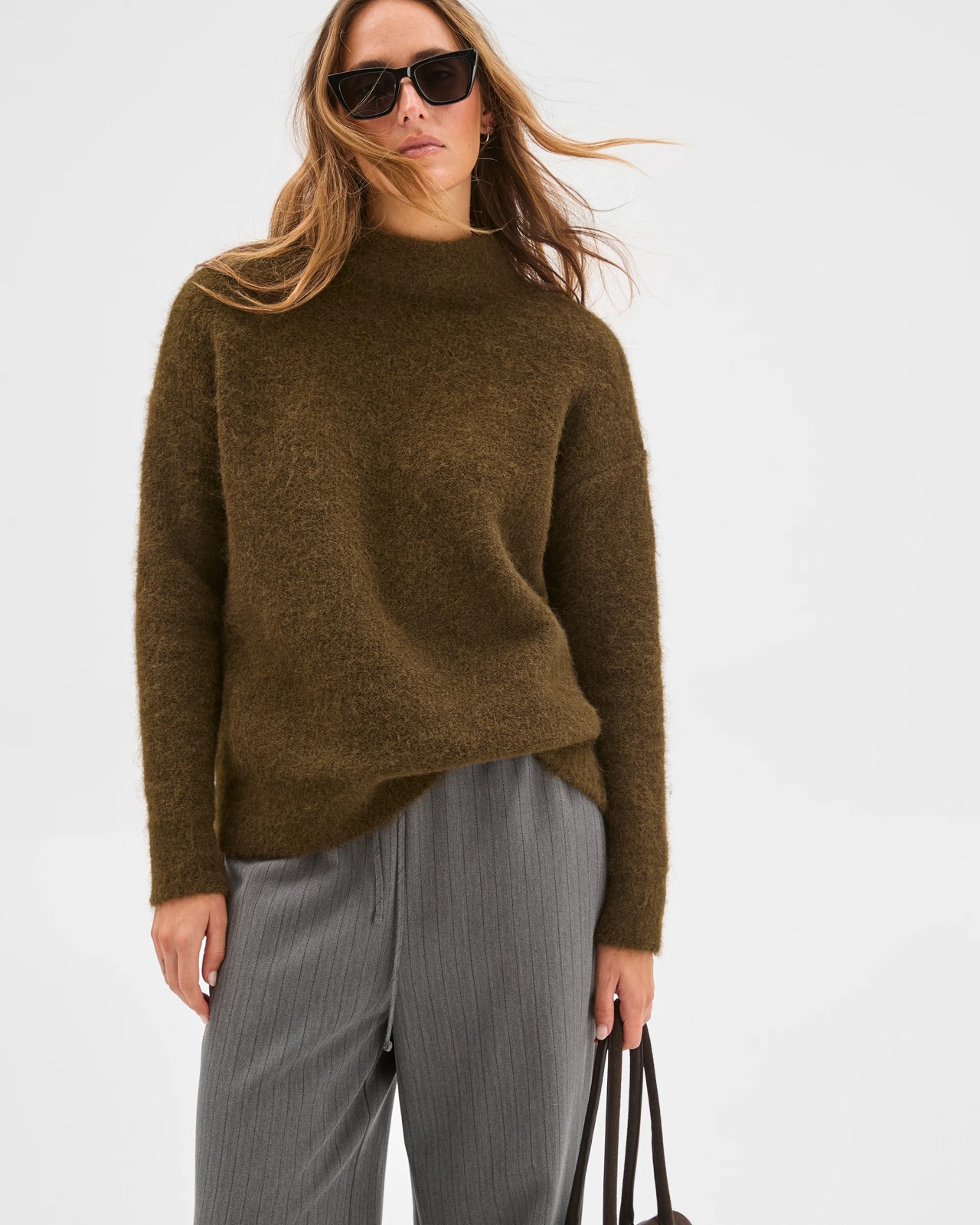 Preview Plush Mock Neck Jumper - Olive 2 of 6
