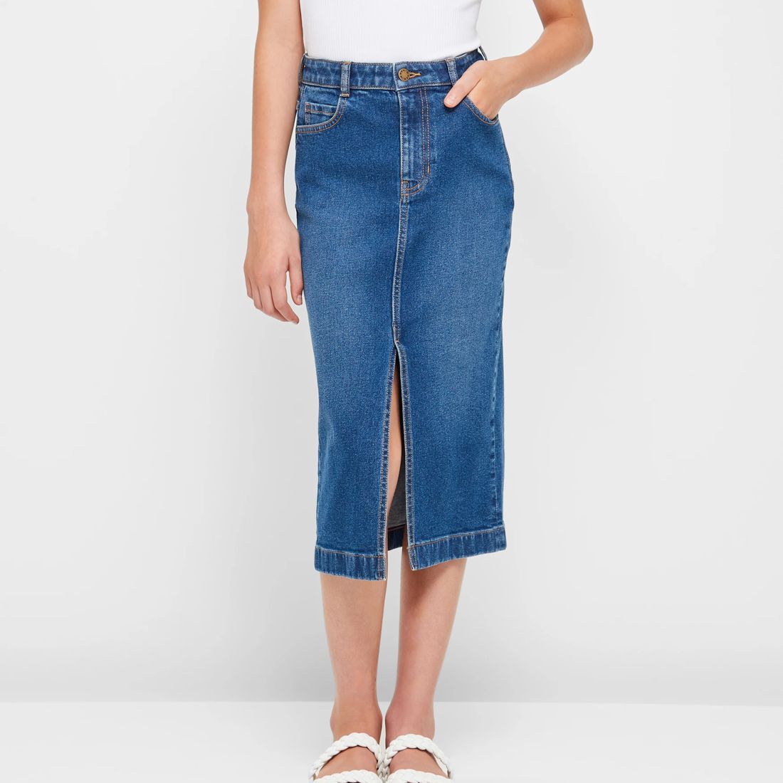 Midi Denim Skirt - Mid Wash | Target Australia