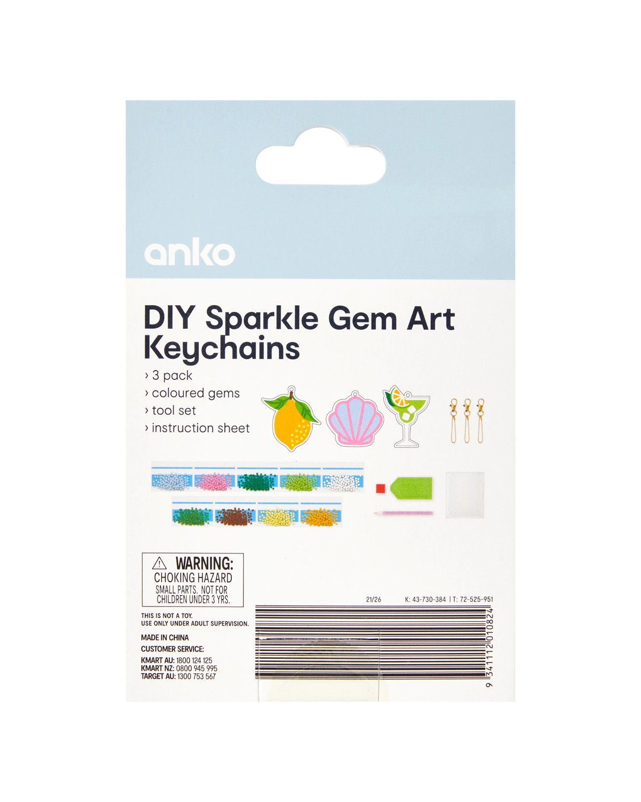 Anko DIY Sparkle Gem Art Keychains - Tropical 3 of 3