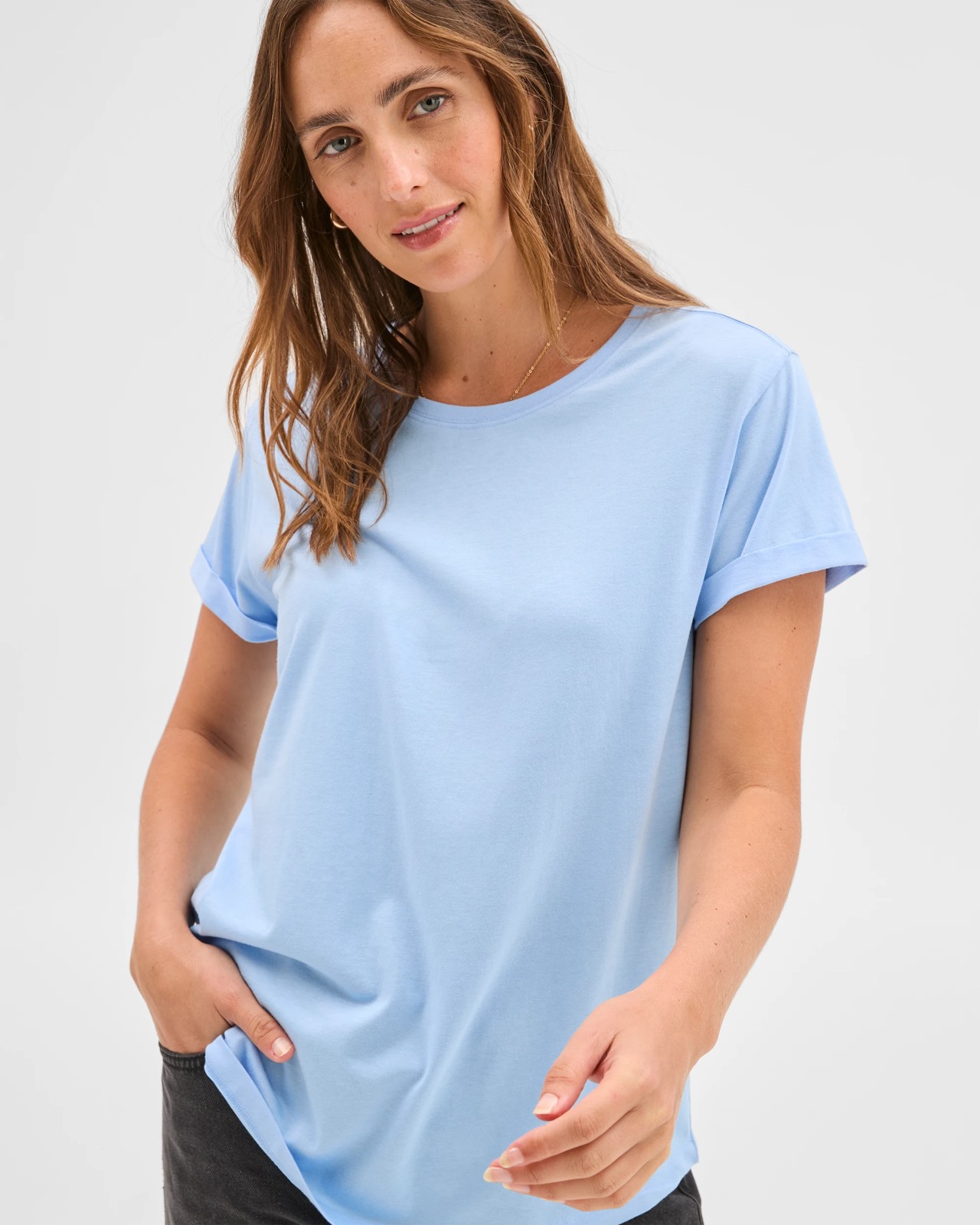 Cotton/Modal Relaxed Crew T-Shirt - Open Air 3 of 6