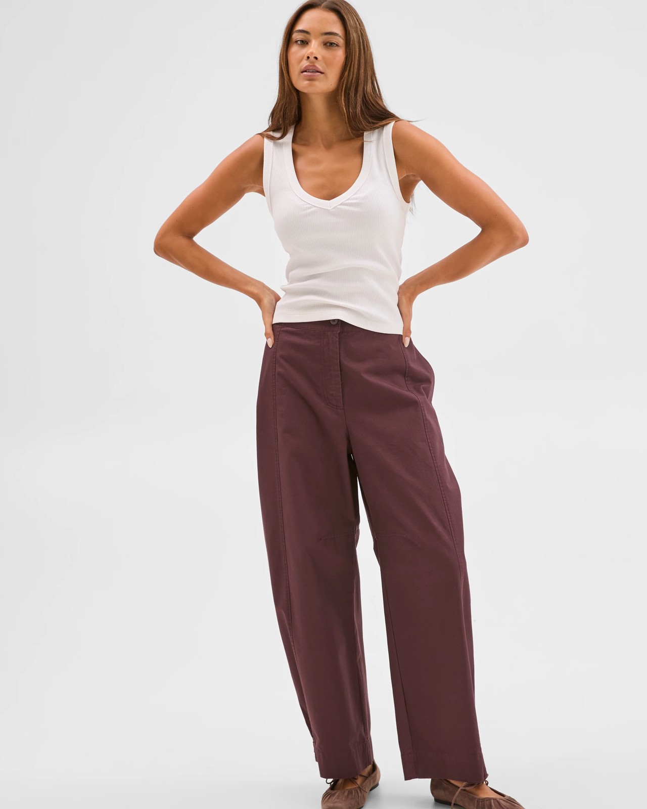 Lily Loves Australian Cotton Barrel Leg Cargo Pants  - Fudge 2 of 6