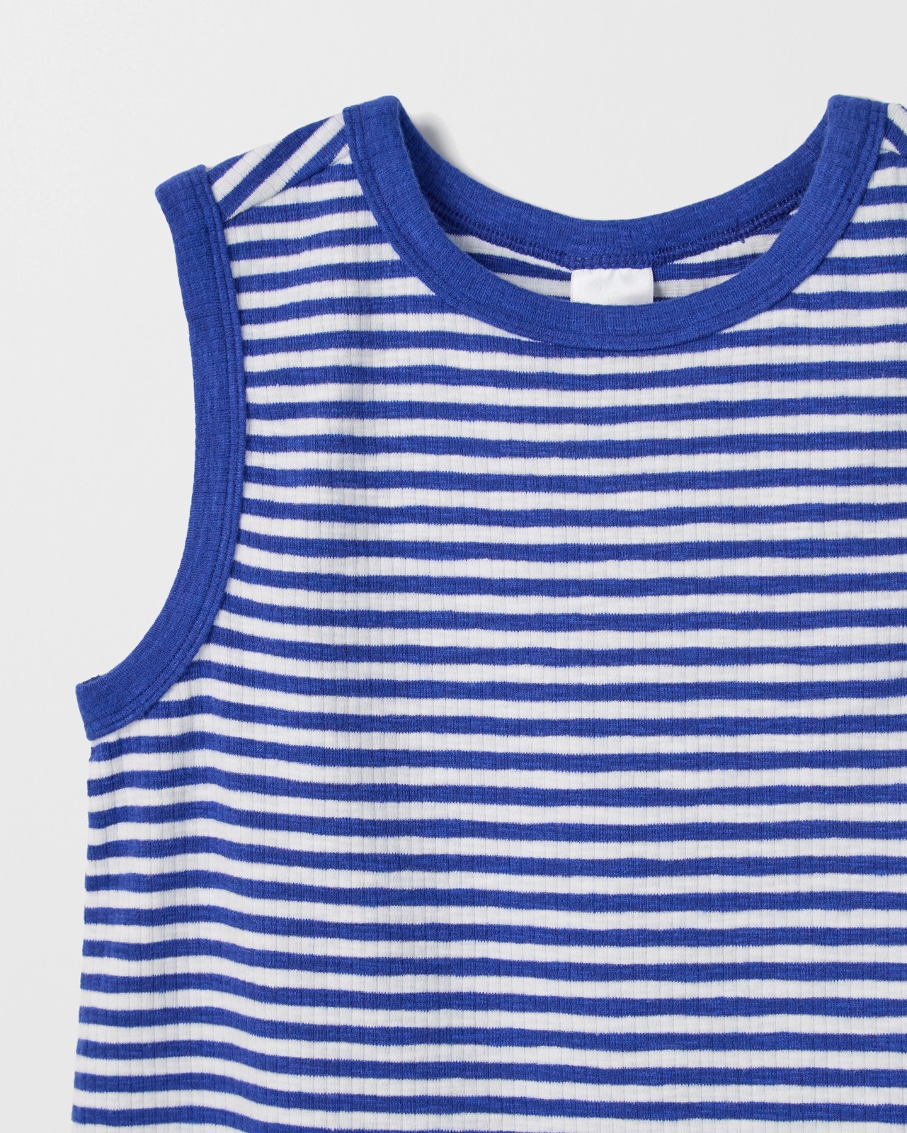 Essential Sleeveless Relaxed Rib Tank Top - Stripe Blue 6 of 6