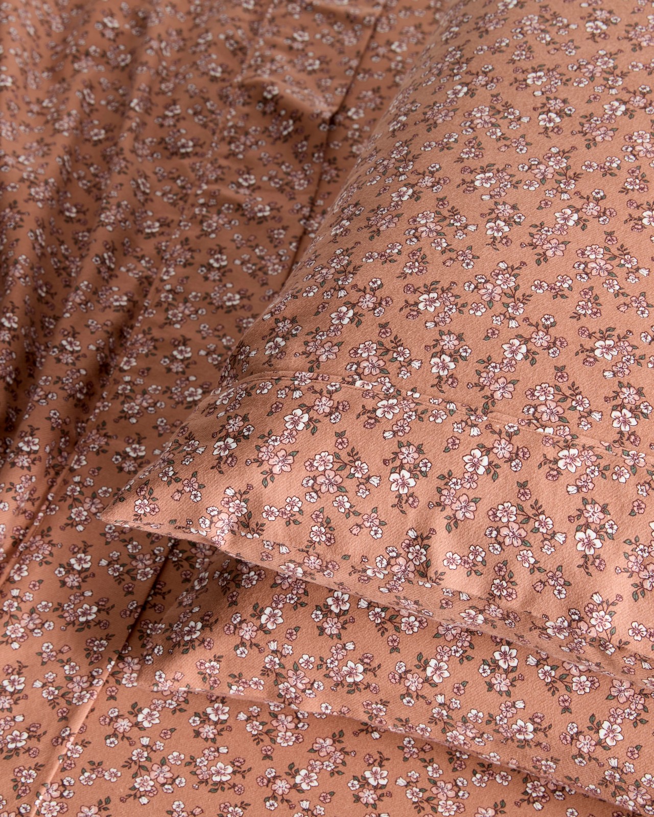 Annica Floral Flannelette Sheet Set - Mocha 2 of 4