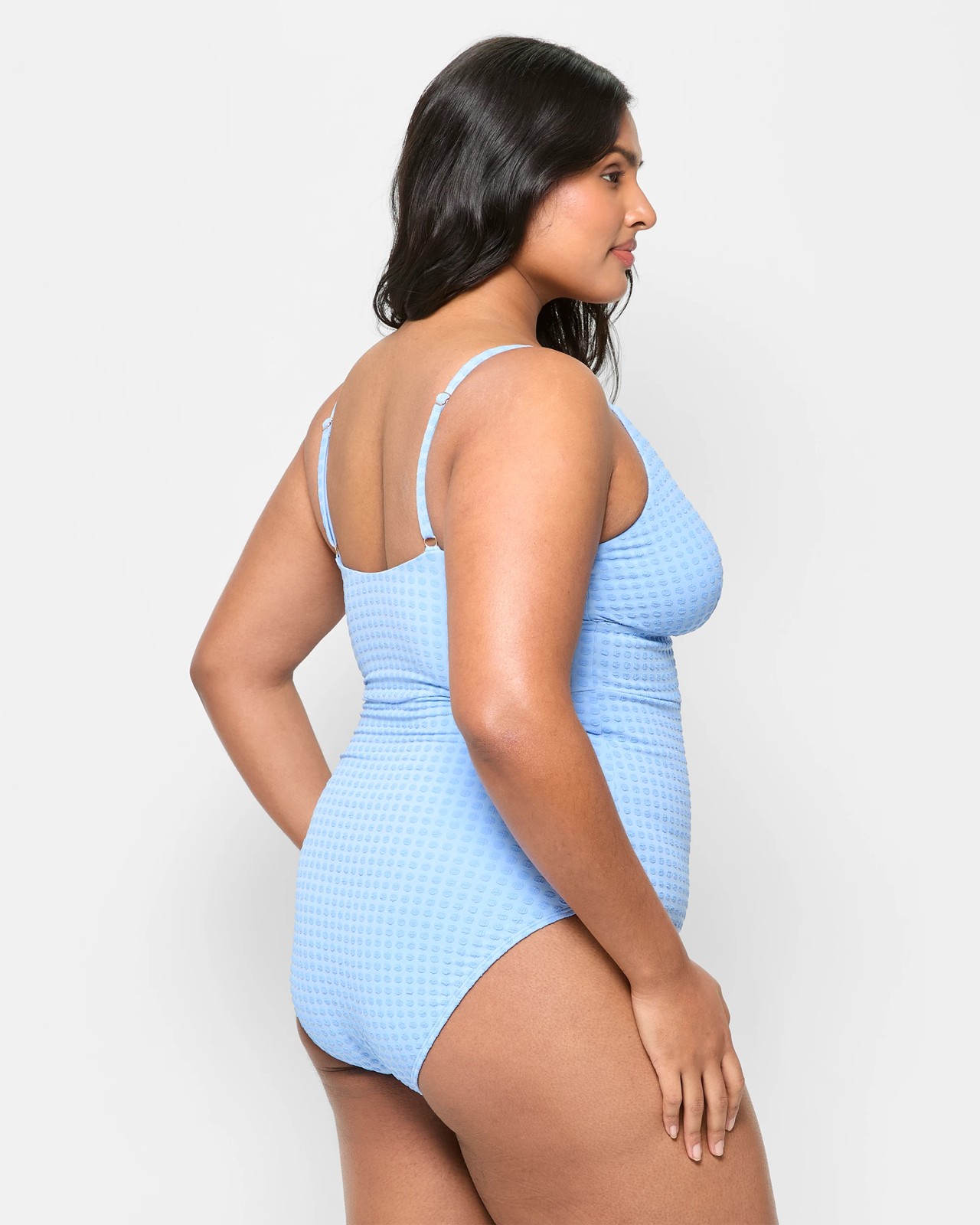 V-Front Textured One Piece Bathers - Shape Your Body 3 of 5