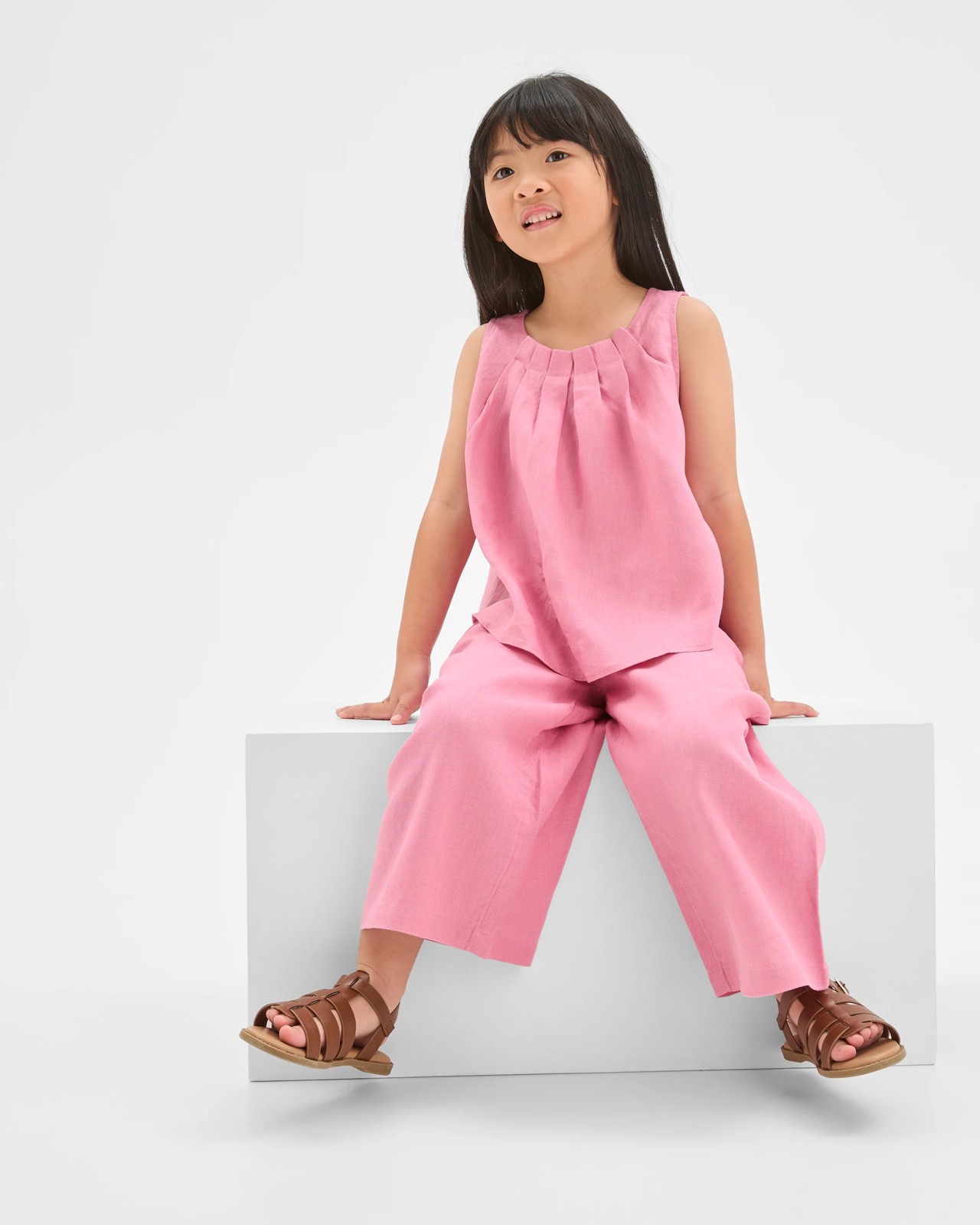 European Linen Co-ord Tank Top - Pink 3 of 6