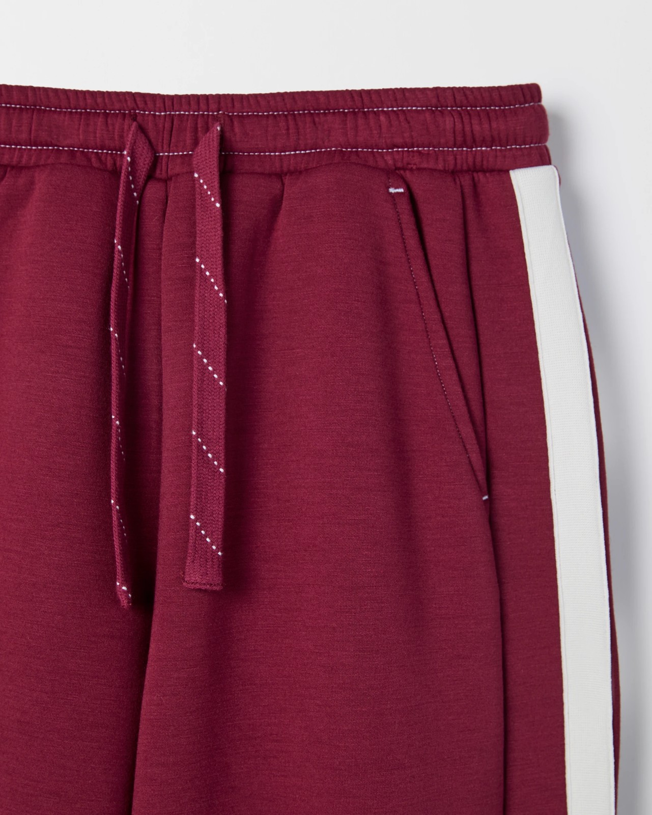 Scuba Fabric Snap Hem Trackpants - Burgundy 2 of 2