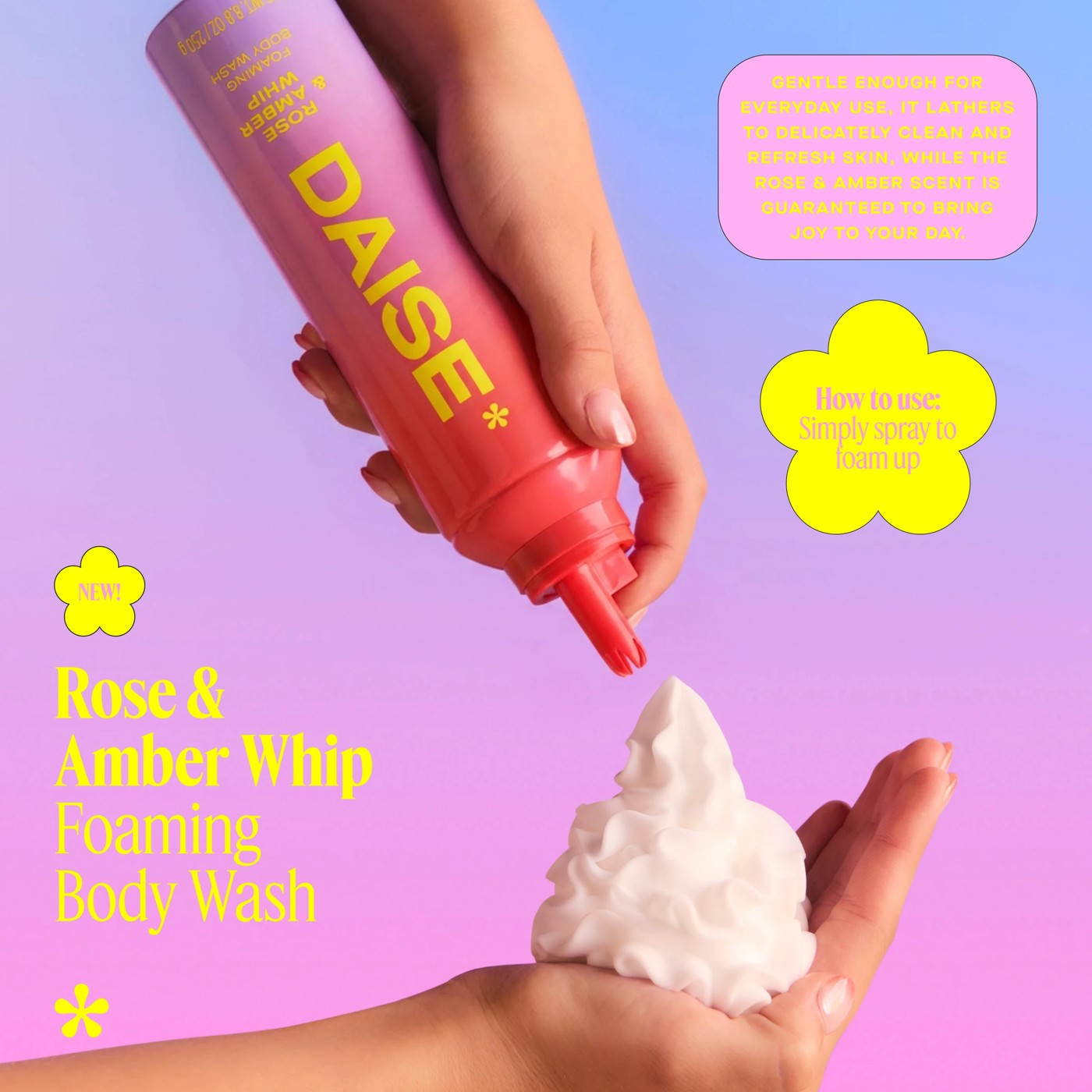 DAISE Foaming Body Wash 250g - Rose and Amber Whip 3 of 6