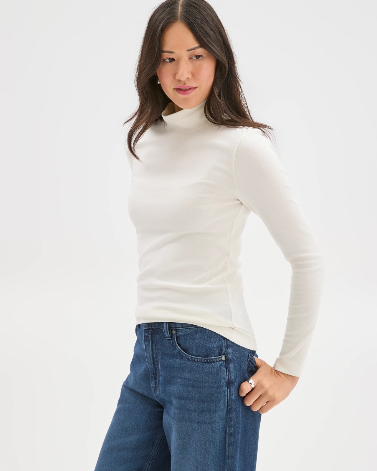 Soft Touch Long Sleeve Skivvy Top - Cloud Dancer 4 of 6