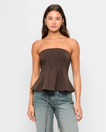 Pinstripe Peplum Bustier - Lily Loves
