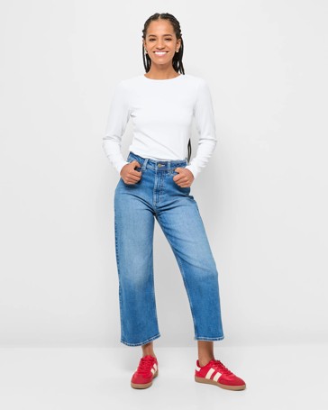 Petites Full Length Wide Leg Denim Jeans - Kelsey