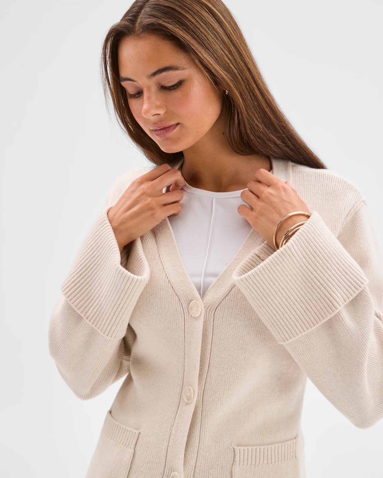 Lily Loves Australian Cotton Blend Longline Cardigan - Oat 4 of 6