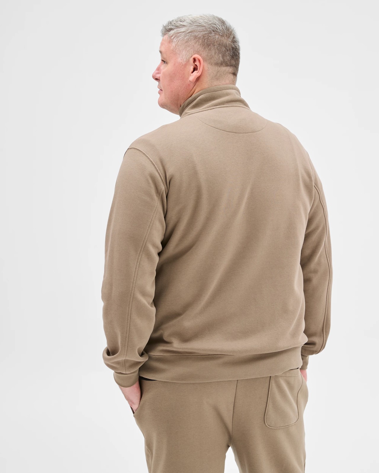 Plus Size Australian Cotton Blend 1/2 Zip Jumper - Mushroom 6 of 6