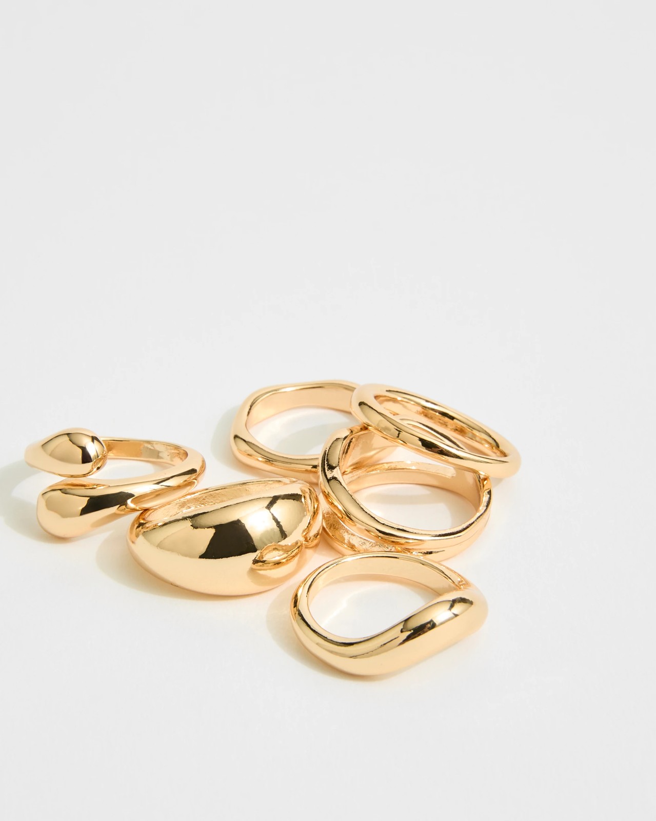 6 Pack Classic Stacking Ring Set - Gold Look 2 of 2