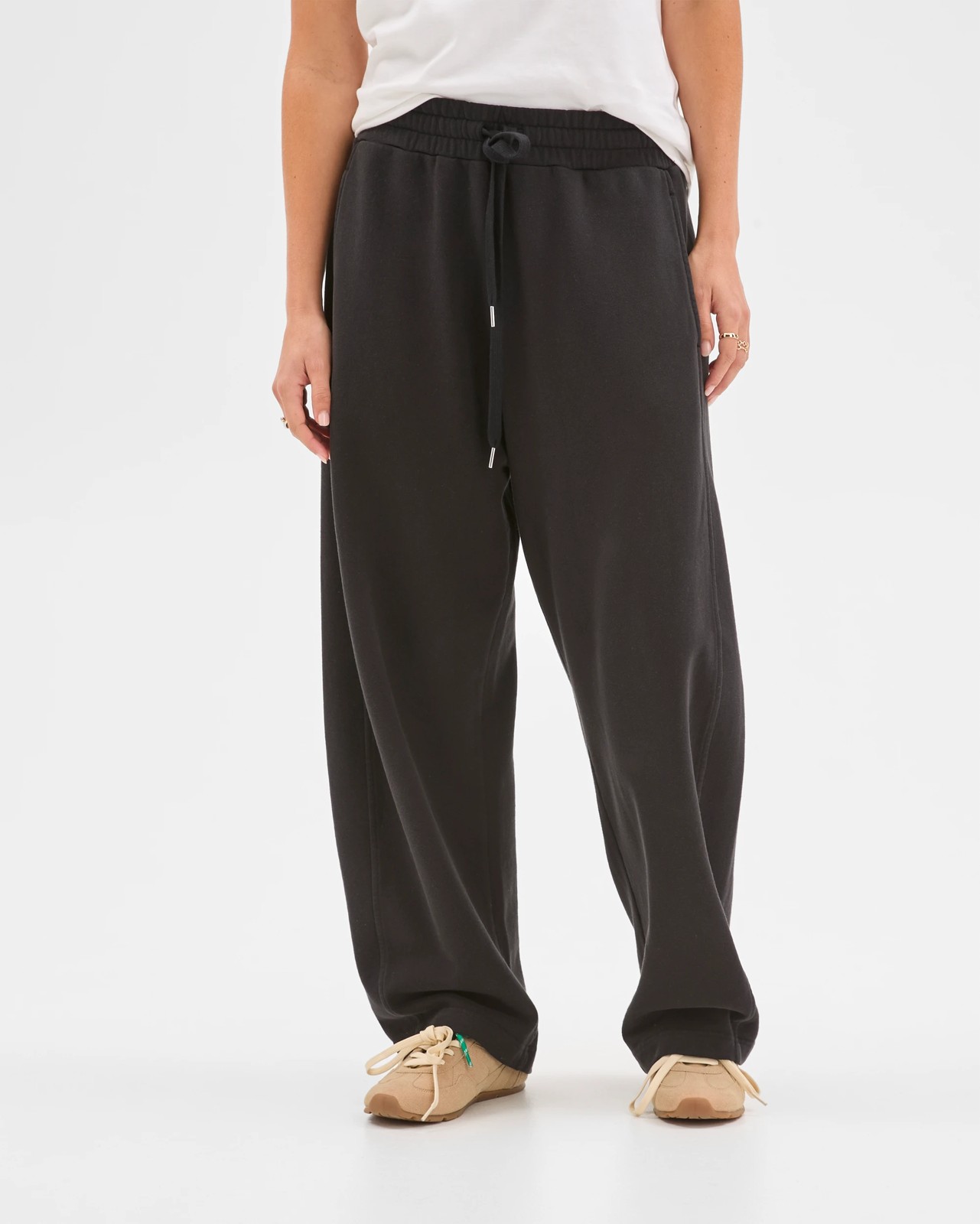 Australian Cotton Barrel Leg Jogger Pants - Washed Black 3 of 6