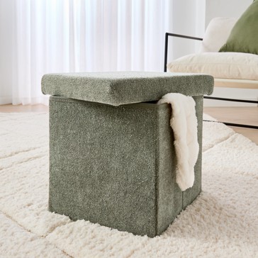 Square Storage Ottoman, Green - Anko