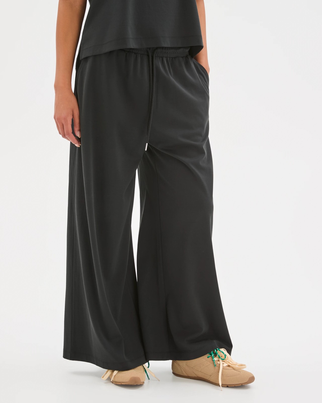 Relaxed Wide Leg Drape Pants - Washed Black 3 of 6