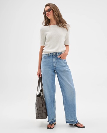 Petites Australian Cotton Blend Ottoman Twist Knit Top