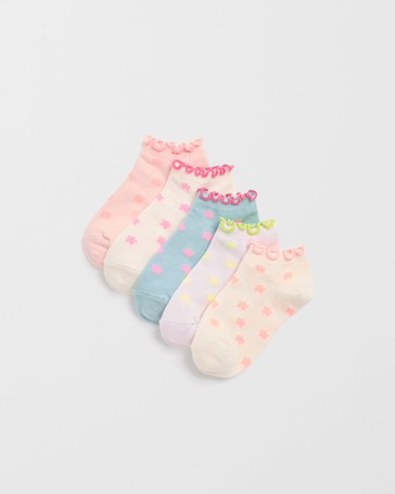 Maxx Cotton Blend 5 Pack Girls Low Cut Socks
