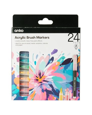 Anko 24 Pack Acrylic Brush Markers