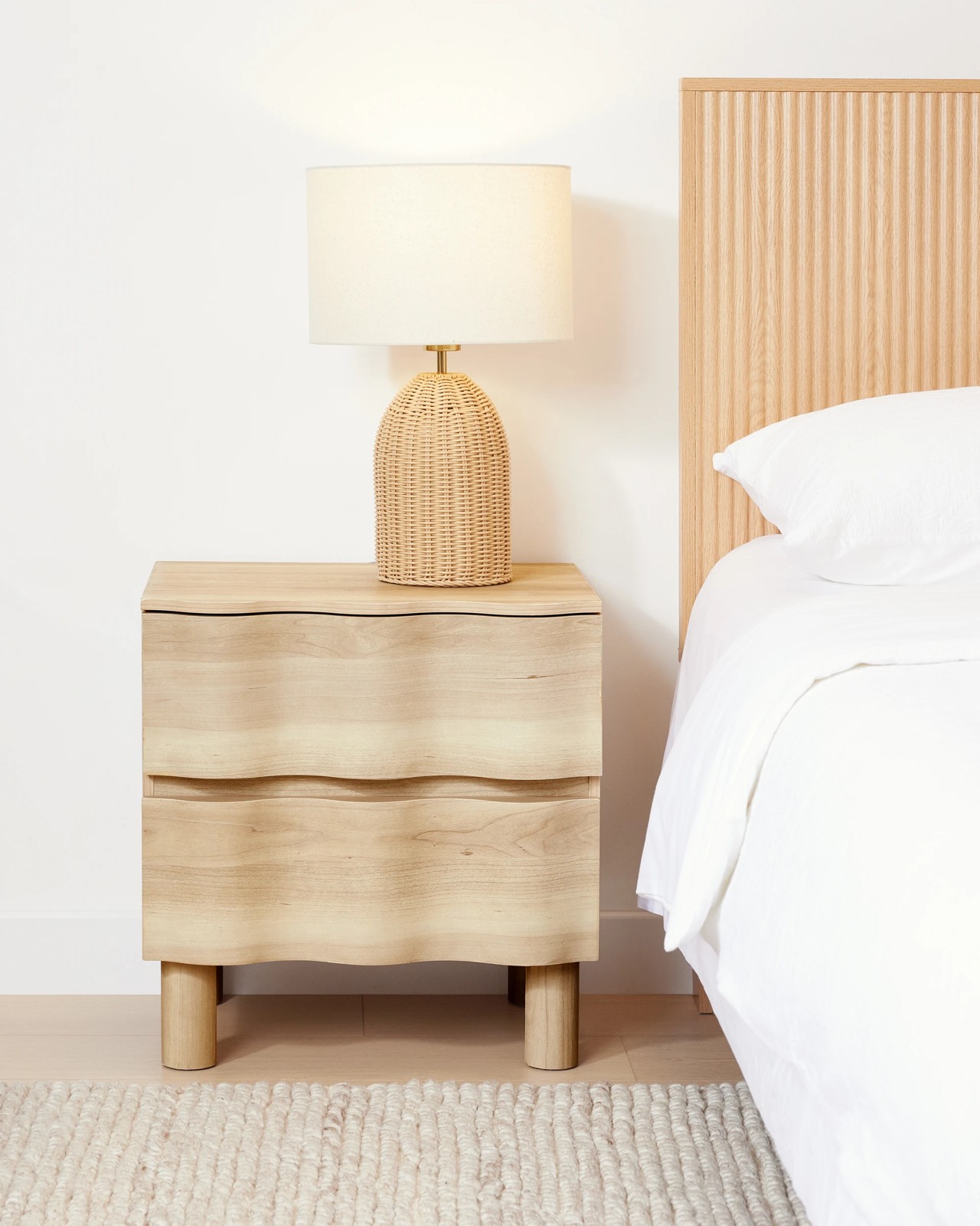 Anko Ripple 2 Drawer Bedside Table - Light Oak 2 of 6