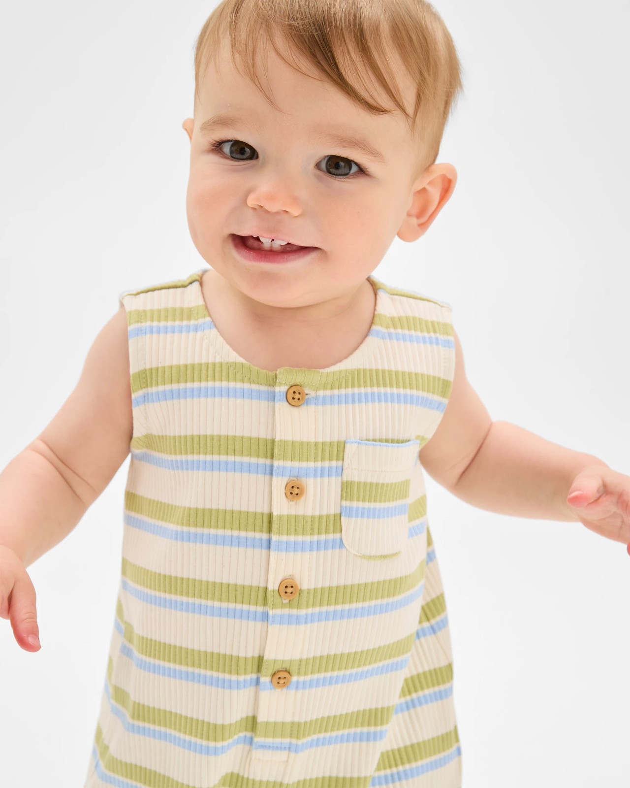 Baby Organic Cotton Rich Jersey Knit Romper 2 of 6