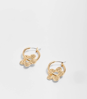 Lily Metal Flower Hoop Earrings
