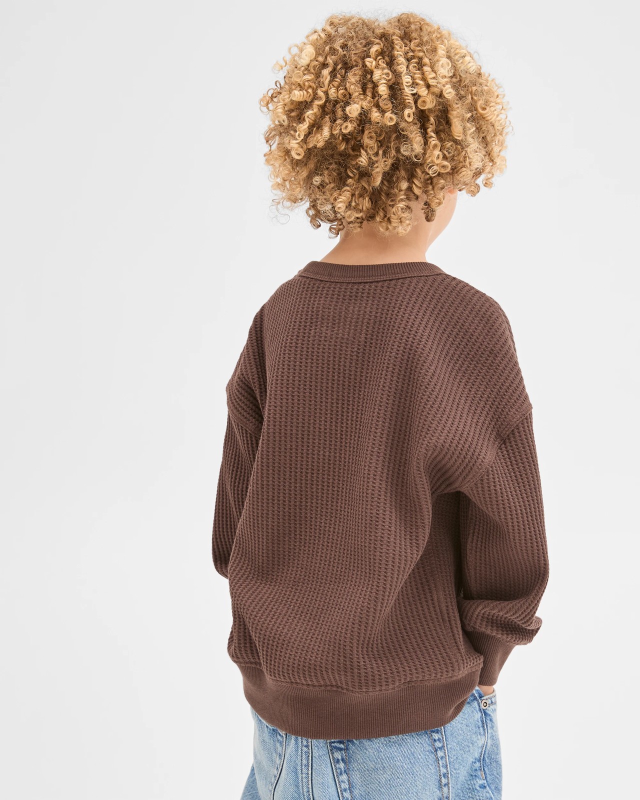 Australian Cotton Long Sleeve Oversized Waffle T-Shirt - Hot Fudge 4 of 6