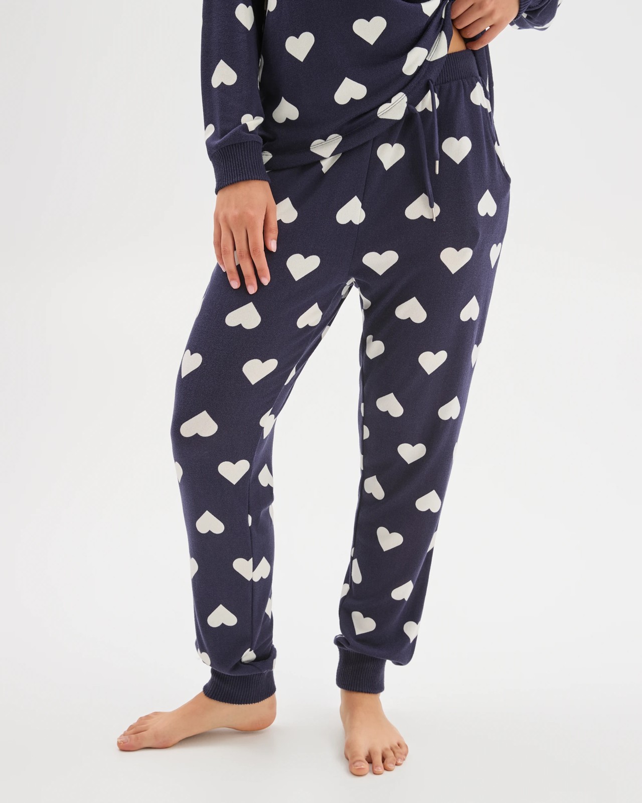 Printed Cosy Pyjama Sleep Set - Navy Hearts 4 of 6