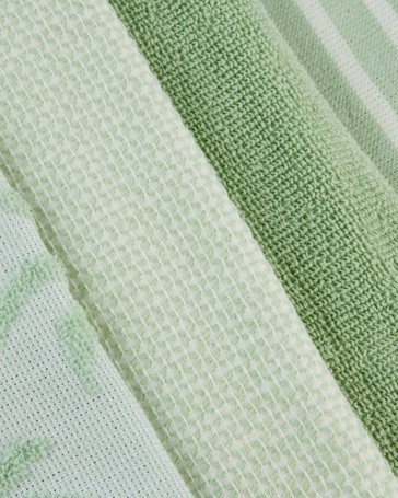 Anko 4 Pack Green Palm Terry Tea Towels