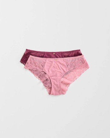 Lara 2 Pack Lace Trim Bikini Briefs