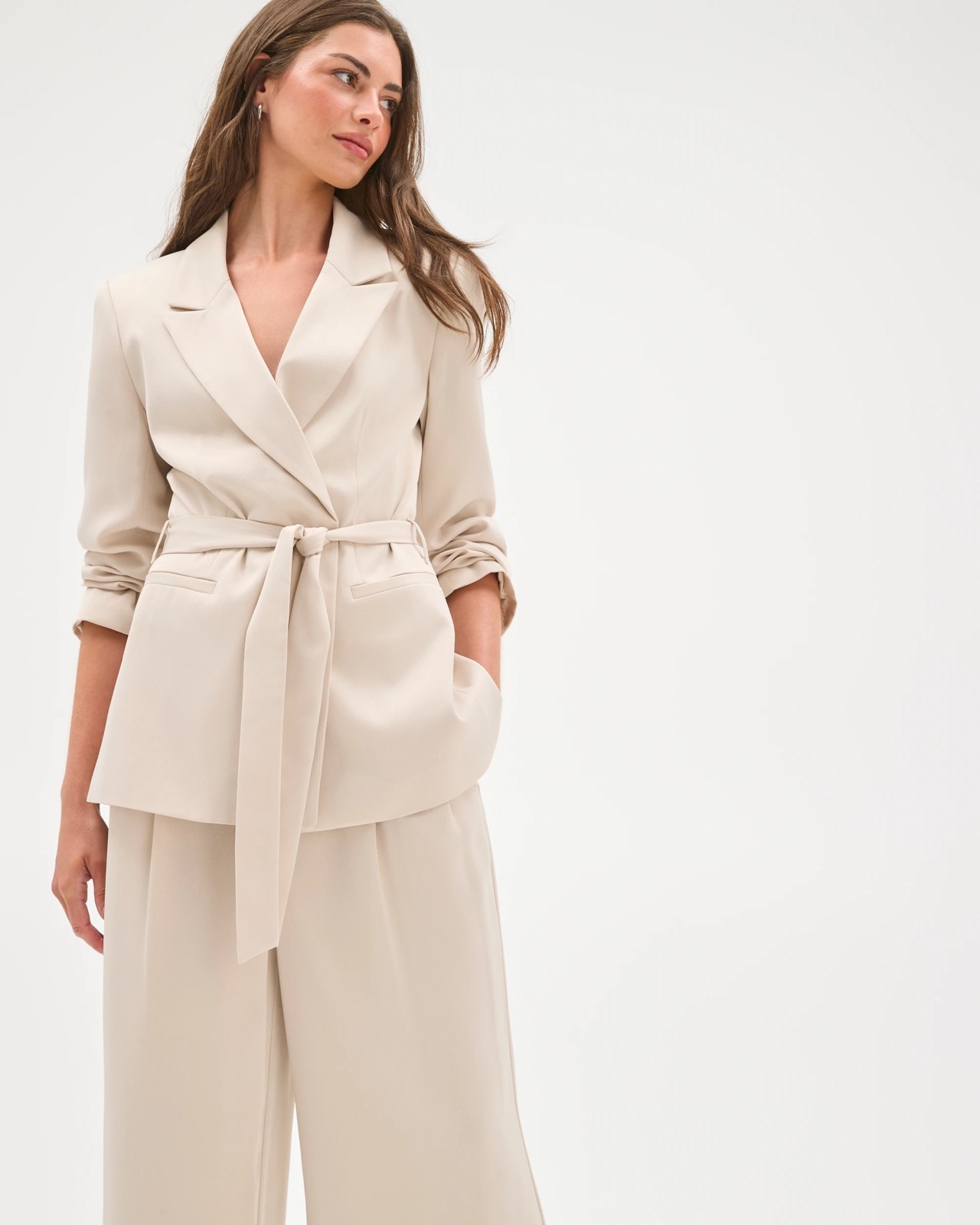 Petites Tailored Wide Leg Satin Pants 4 of 5