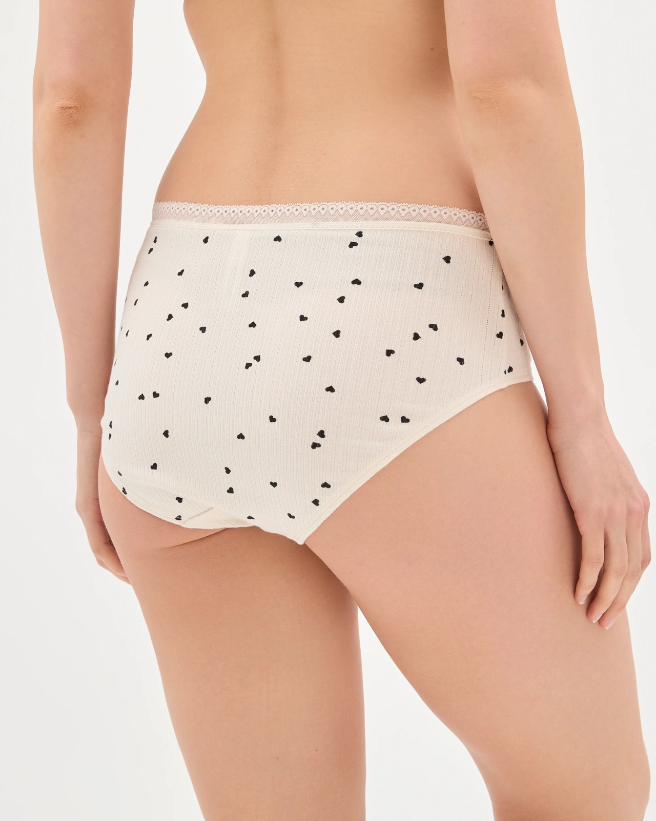 Lily Loves Australian Cotton Blend 3 Pack Ribbed Boyleg Briefs - Scattered Heart Gardenia/Black 4 of 4