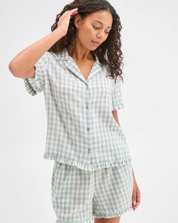 Woven Frill Pyjama Sleep Set