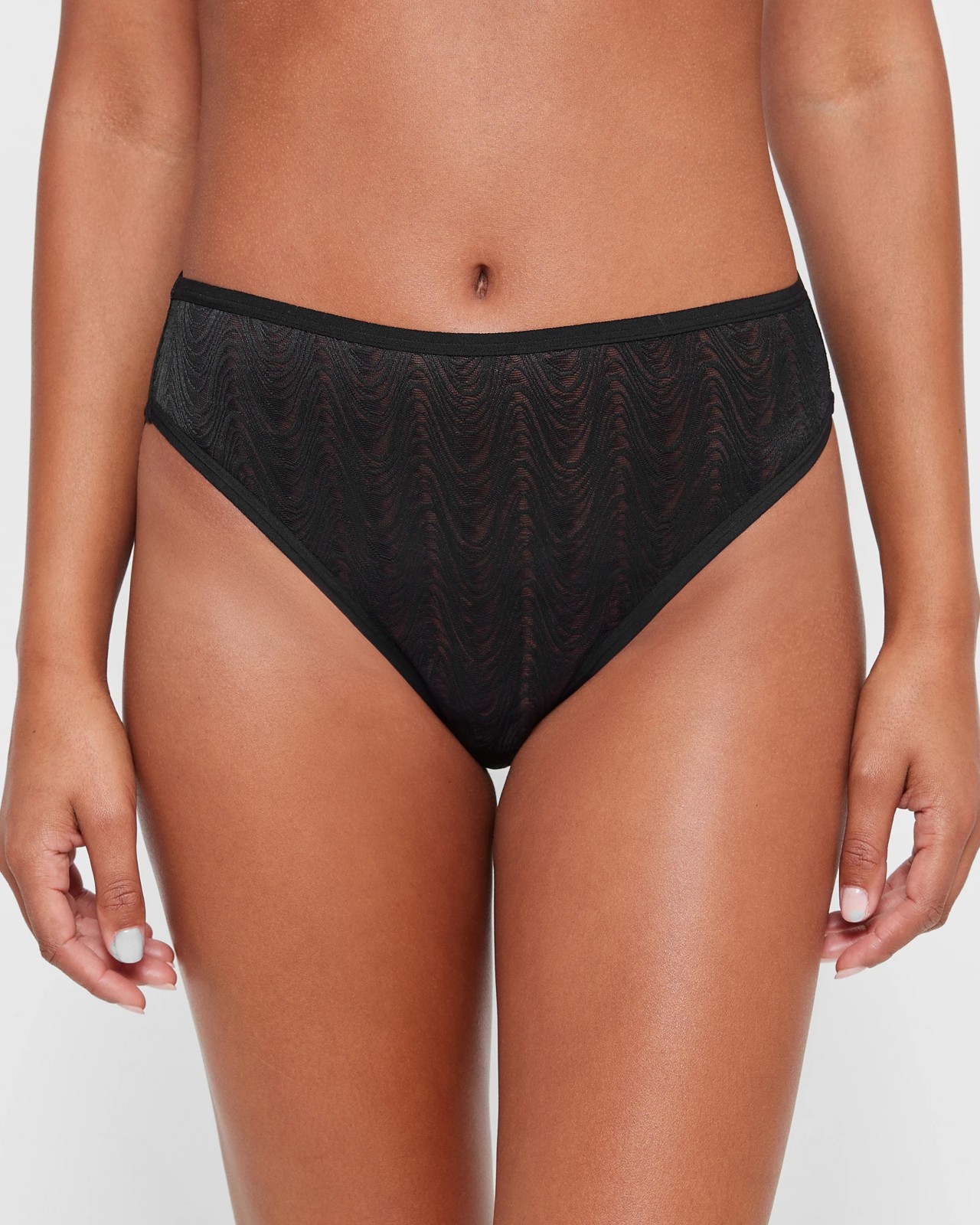 Cotton & Lace Hi Cut Brief in Black