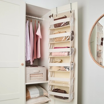 Anko Linen Look Over the Door Organiser- Beige