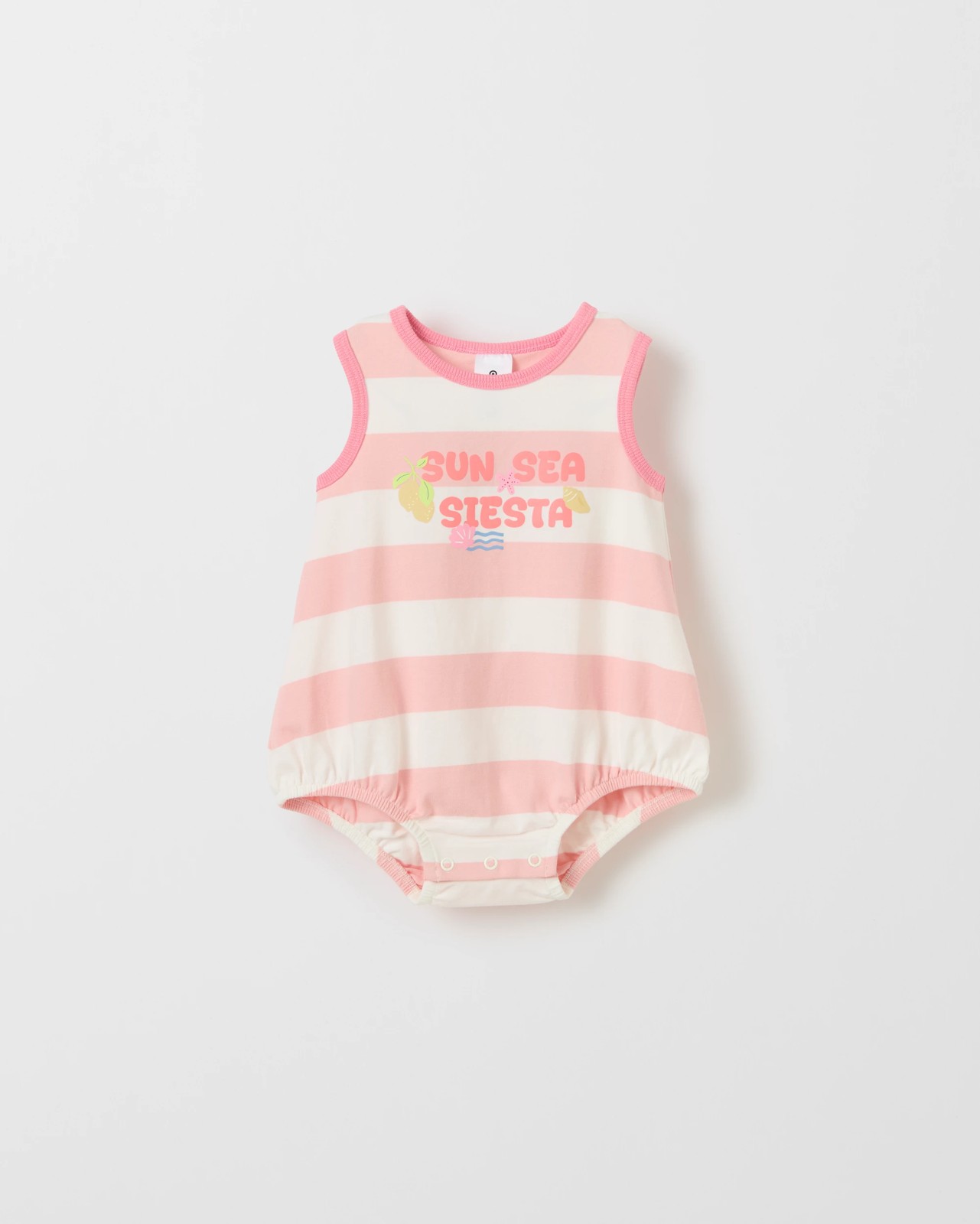 Baby Organic Cotton Sleeveless Bubble Bodysuit - Siesta Stripe Pink 5 of 6