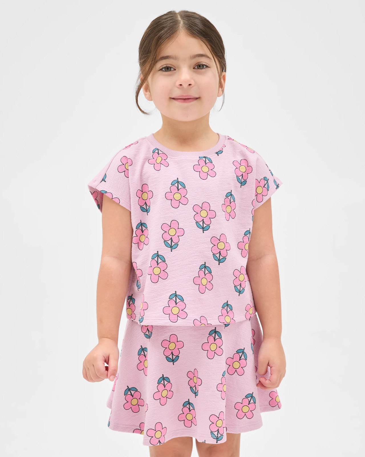 Australian Cotton Blend Fashion T-Shirt and Skort Set - Purple Flower 3 of 6