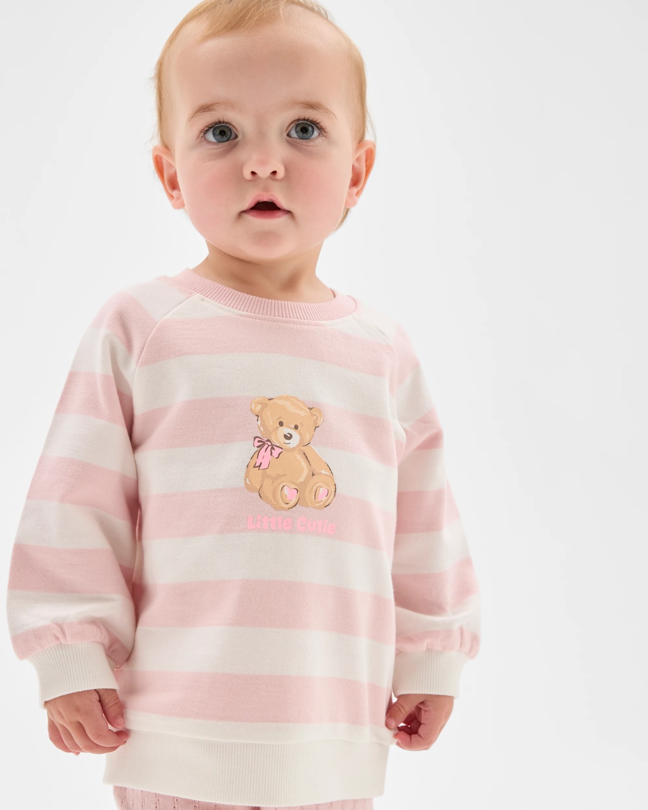 Baby Organic Cotton Jumper & Flare Pants 2 Piece Set - Teddy Stripe 3 of 6