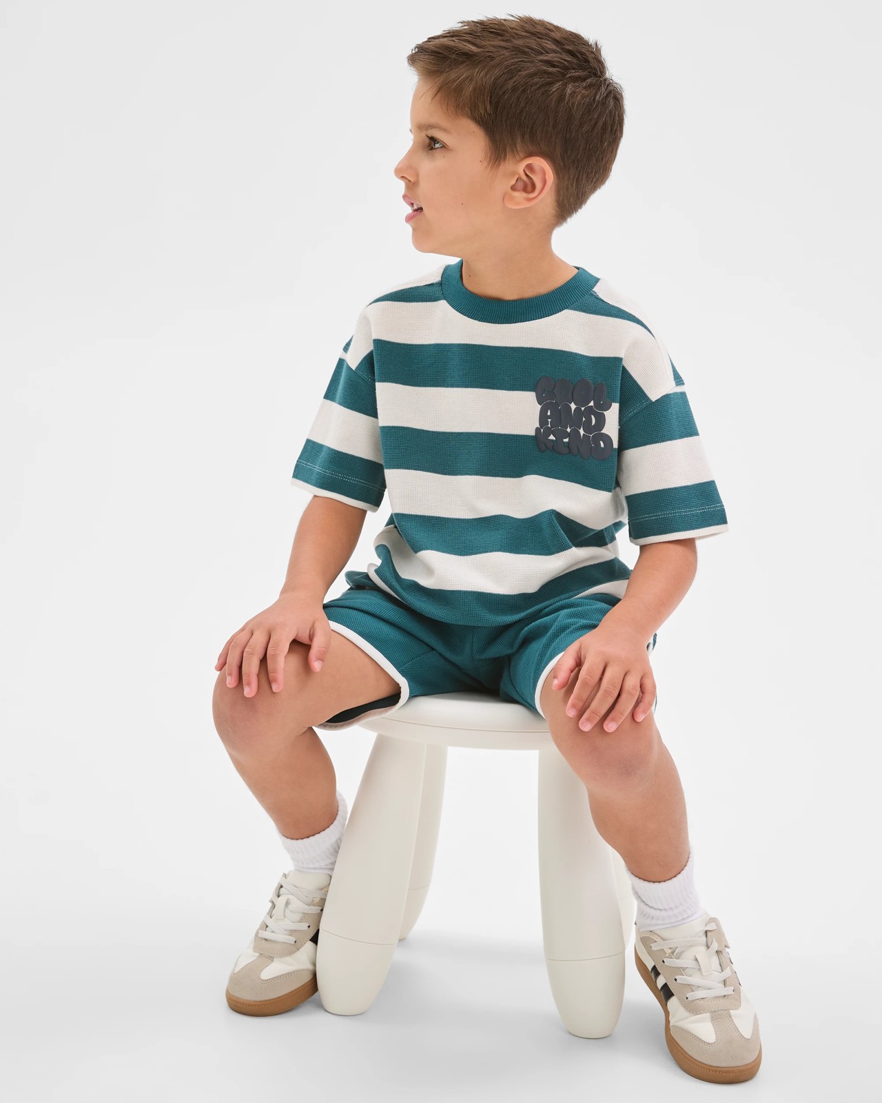 Australian Cotton Textured T-Shirt and Shorts 2 Piece Set - Green 3 of 5