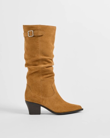 Genuine Suede Leather Slouch Boot
