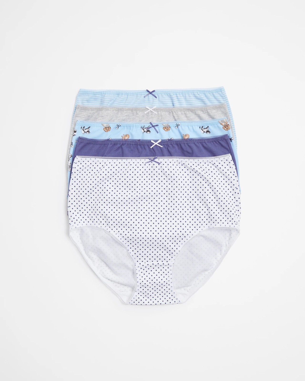 5 Pack Cotton/Elastane Full Briefs - Dog Print