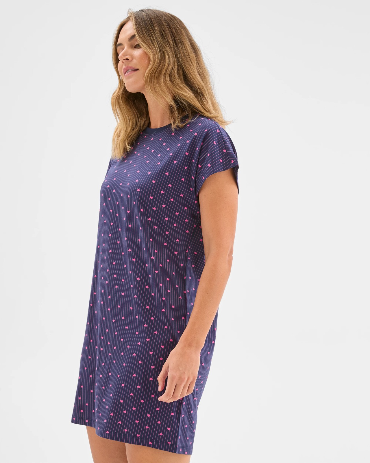Australian Cotton T-Shirt Nightie - Heart Blue 4 of 6