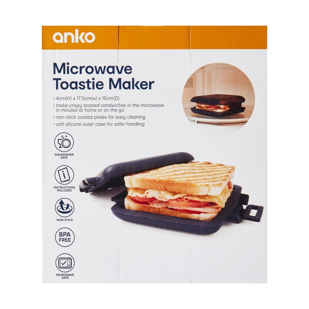 Microwave Toastie Maker, Black - Anko | Target Australia