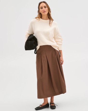 Box Pleat Midi Skirt