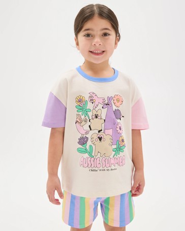 Australian Cotton Younger Girls Oversized Jersey Pyjama Set