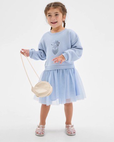 Australian Cotton Blend Fleece Tulle Jumper Dress