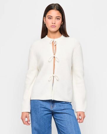 Tie Front Knit Cardigan - Lily Loves