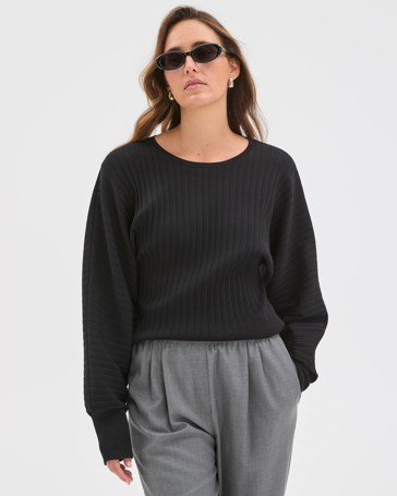Preview Long Dolman Sleeve Crepe Knit Jumper