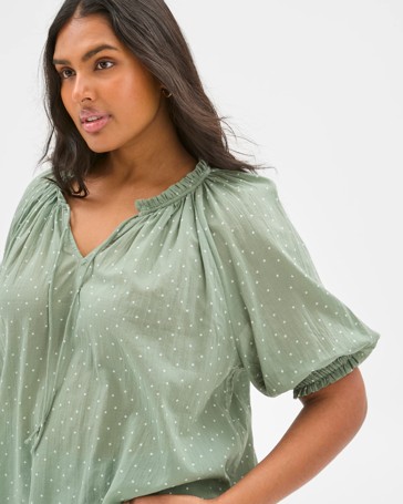 Plus Size 3/4 Poet Sleeve Blouse